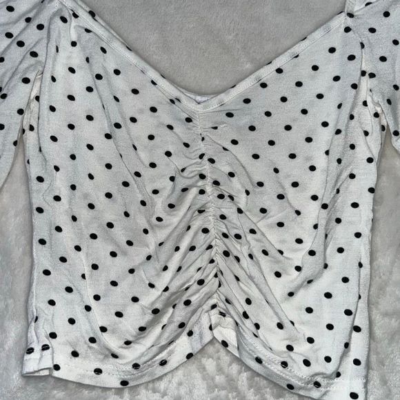 Asos white and black polka dot croptop long sleeve - Picture 4 of 6